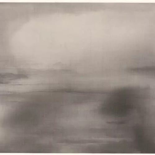 泰祥洲，《苍苍一色天连水》，2017年，水墨绢本。30×70cm。