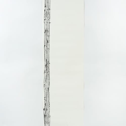 Lynne Tobin, Line Drama, 2018, ink on paper, 110”H x 24”W
