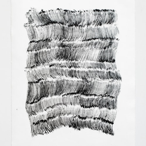Lynne Tobin, Threads #1, 2023, ink on paper, 24“H x 18”W