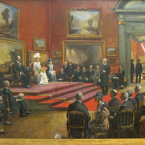 Sir John Lavery, The Opening of the Modern Foreign and Sargent Galleries at the Tate Gallery, 26 June 1926, exhibited 1929. Creative Commons CC-BY-NC-ND