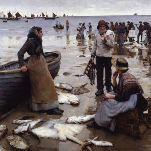 'A Fish Sale on a Cornish Beach' (1885) Oil. Photo credit: The Box (Plymouth City Council)