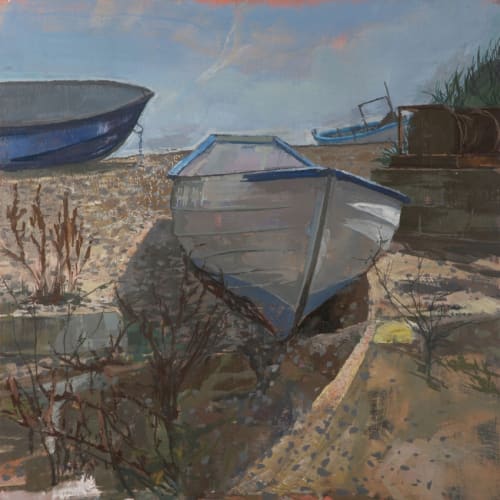 Three boats Dunwich (Oil on panel)