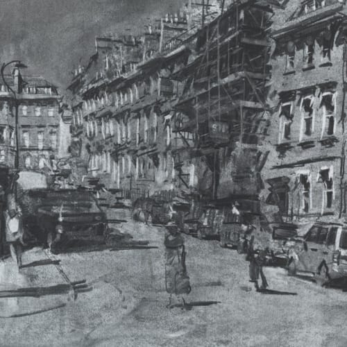 Russell Street Bath, charcoal on paper