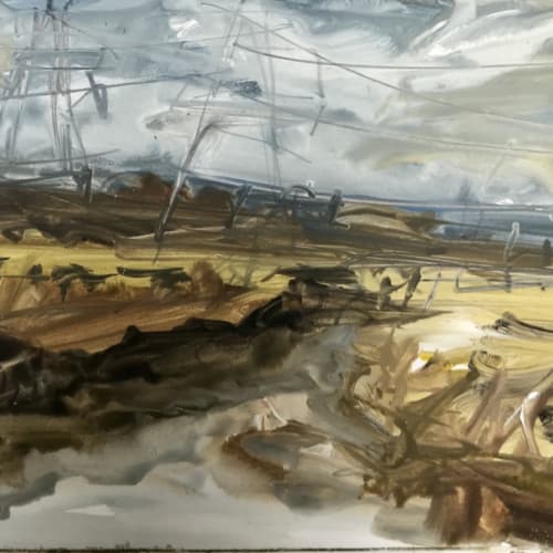 North Kent Marshes sketch 1 by Louise Balaam