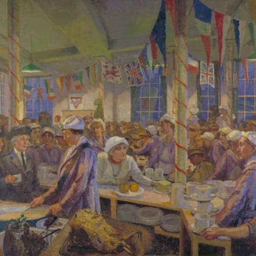 Christmas Day in the London Bridge YMCA Canteen by Clare Atwood © IWM (Art.IWM ART 3062)