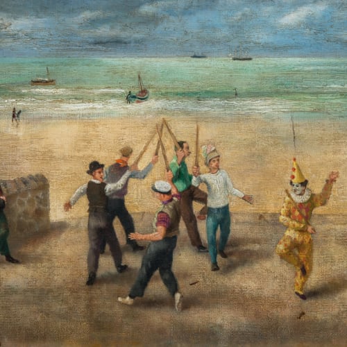 'Dancing Men' (1948), Oil on canvas, 40.5 x 51 cm, Collection: Leicestershire County Council Artworks Collection, County Hall, Leicester, Photo by Paul Carter, © Richard Eurich Paintings
