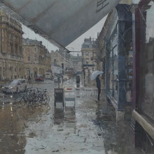 Winner of The NEAC Critics' Prize AND The Winsor & Newton Award: Peter Brown, 'Absolutely Chucking It Down George Street, Bath 2016'