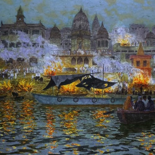 Winner of The NEAC Critics' Prize: Patrick Cullen, 'The Burning Ghat, Dusk, Varanasi'
