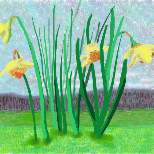 David Hockney “Do remember, they can’t cancel the Spring” 2020 iPad drawing © David Hockney
