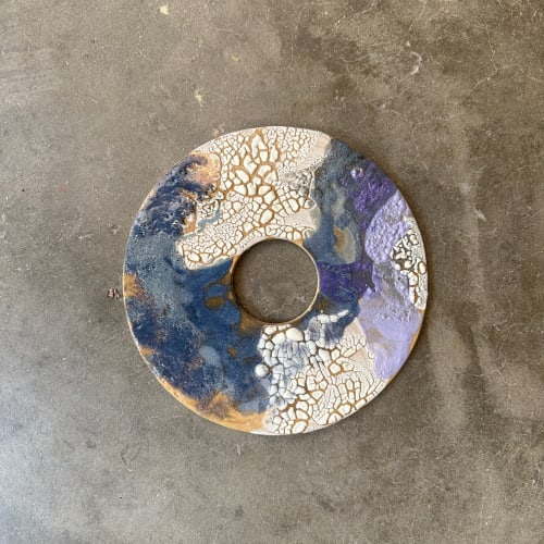 Blue Purple Jade Bi stoneware and glazes 8 in diameter (RL010)