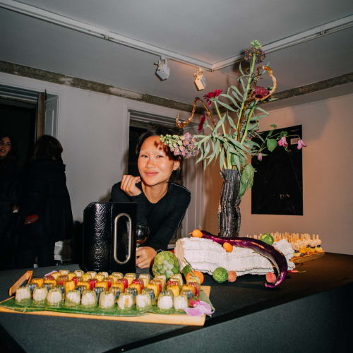 Trần Anh Hùng’s ceramics x Xin Mời, for A Magazine curated by Peter Do, private party, Paris Fashion Week, Autumn/Winter 2024 @amagazinecuratedby @doxpeter Photo by Sam Kang, courtesy of Xin Mời @xin_moi @samyck