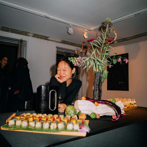 Trần Anh Hùng’s ceramics x Xin Mời, for A Magazine curated by Peter Do, private party, Paris Fashion Week, Autumn/Winter 2024 @amagazinecuratedby @doxpeter Photo by Sam Kang, courtesy of Xin Mời @xin_moi @samyck