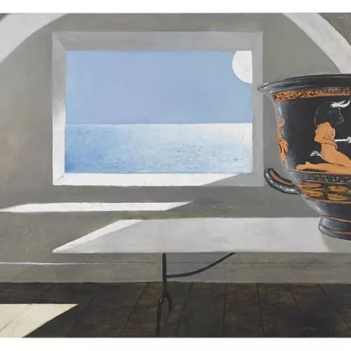 Julio Larraz The Asterion Code, 2013 Oil on canvas, 60 x 72 inches, Signed: Larraz (u.r.r) For sale at Surovek Gallery