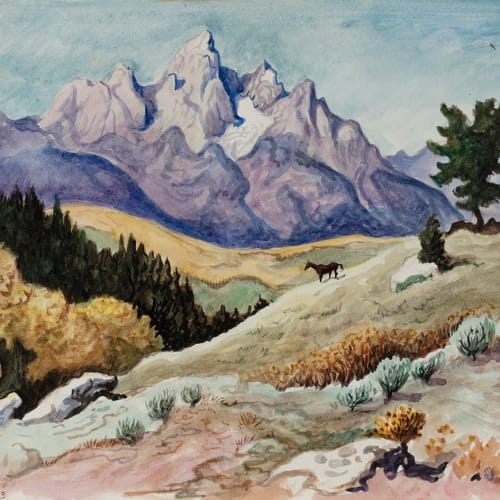 Thomas Hart Benton Wyoming Mountain Landscape, 1953 Watercolor on paper 11 1/2 x 13 1/2 in 29.2 x 34.3 cm Available at Surovek Gallery