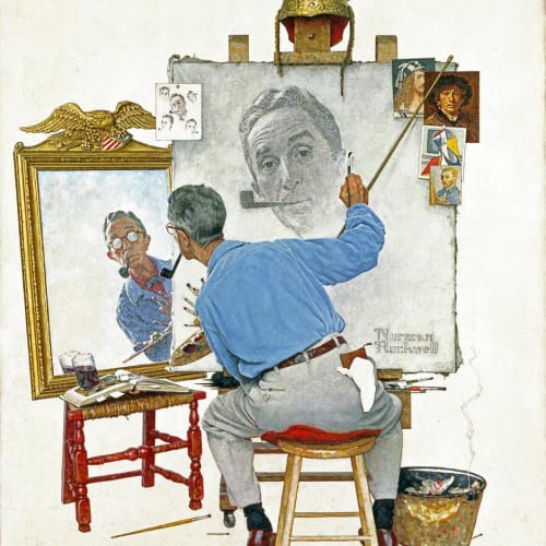 Rockwell’s Triple Self-Portrait appeared on the February 13, 1960, Saturday Evening Post issue that featured the first installment of his autobiography