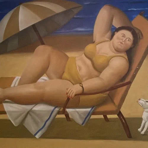 Fernando Botero La Bañista , 2005 oil on canvas 52 x 67 in. Available at Surovek Gallery