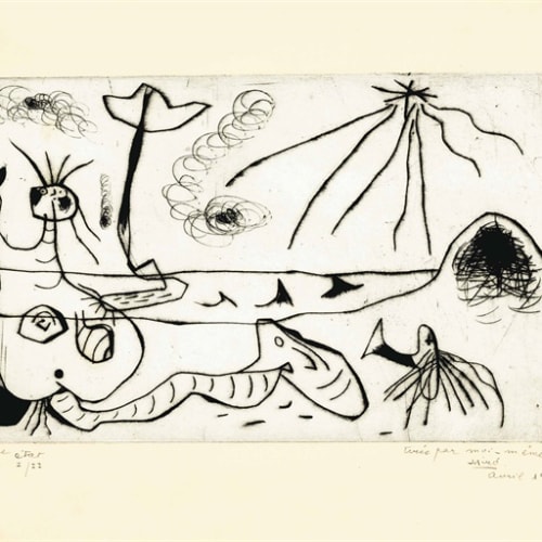Joan Miró (1893-1983) La Baigneuse, 1938. Drypoint, on wove paper. Numbered ‘2’ême etat I/II’ a previously unrecorded proof before the edition of 38.