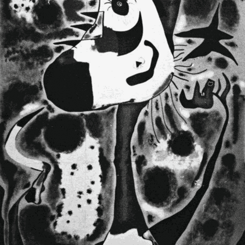 The Reaper, also known as Catalan peasant in revolt was a large mural created by Joan Miró in Paris in 1937 for the Spanish Republic’s pavilion at the 1937 Paris International Exhibition. One of Miró's largest works, it was destroyed or lost in 1938, and only a few black and white photographs survive. This file is licensed under the Creative Commons Attribution-Share Alike 4.0 International license.