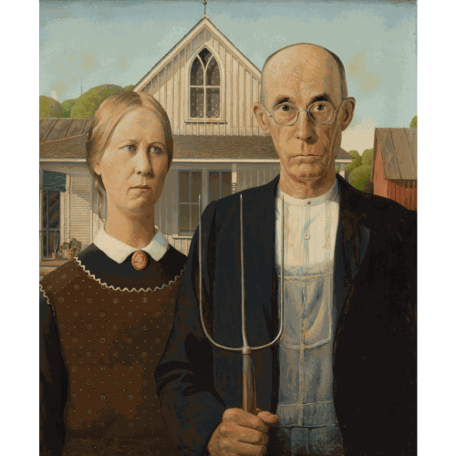 Grant Wood American Gothic, 1930 Oil on Beaver Board