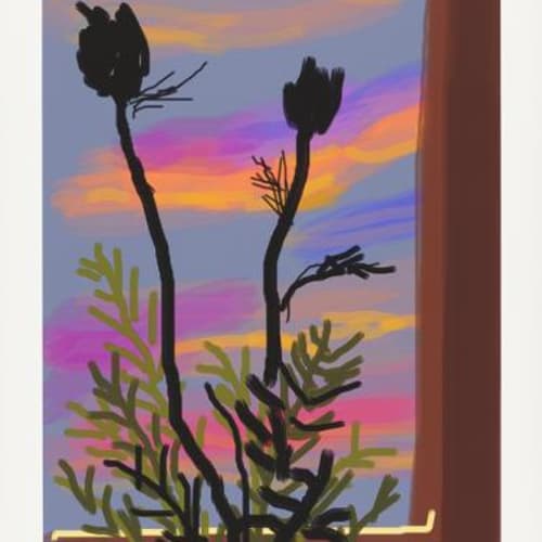David Hockney Early Morning, 2009 iPhone drawing printed on paper 37 x 25 1/2 inches Edition 8 of 25 For sale at Surovek Gallery