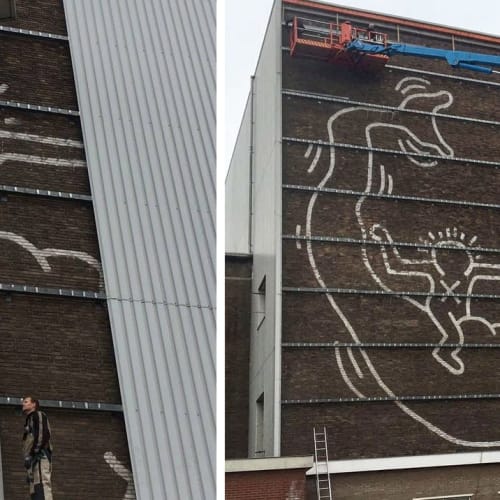 Keith Haring’s mural in Amsterdam unveiled on June 18.