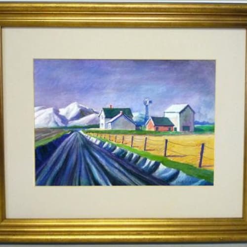 Dale Nichols Rural Farmhouse Watercolor and pastel 11 x 15 inches Signed Dale Nichols (l.r.) For sale at Surovek Gallery