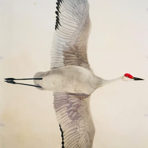 Scott Kelley Sandhill Crane, 2018 Watercolor on paper 87 x 55 inches Titled, dated, signed lower center For sale at Surovek Gallery