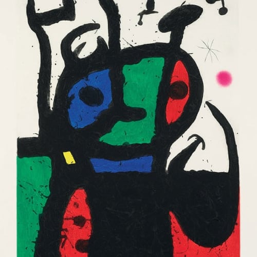 Joan Miró (1893-1983) Le Matador”, 1969 Color Etching, Aquatint and corborundum Image Size: 41¾ x 28¾ inches Sheet Size: 55 x 37¼ inches Edition: 53/75 For sale at Surovek Gallery