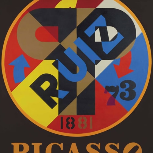 Robert Indiana Picasso, 1974 Oil on canvas 60 x 50 inches Signed and dated For sale at Surovek Gallery