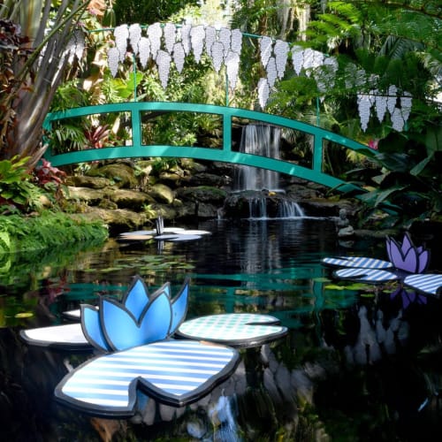 Claude Monet’s Japanese bridge reimagined at the Roy Lichtenstein exhibit at the Selby Botanical Gardens.