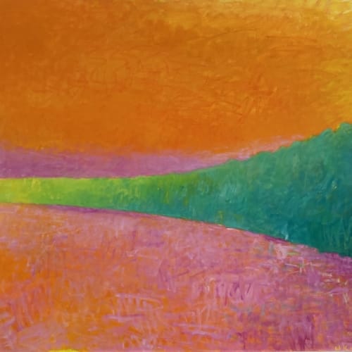 Wolf Kahn Orange River”, 1992 Oil on canvas 60 by 72 inches Signed: W. Kahn (l.r.) For sale at Surovek Gallery