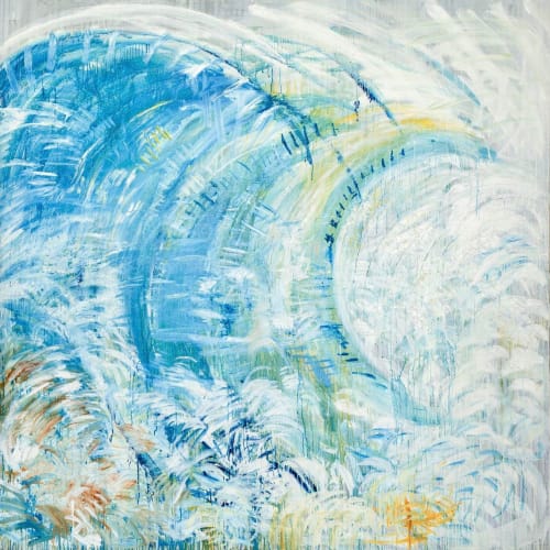 Pat Steir The Wave After Hokusai, 1986 Oil on canvas 90 x 90 inches For sale at Surovek Gallery