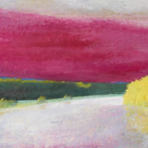 Wolf Kahn Magenta Cloud, 1990 Oil on canvas 52 x72.25 inches Signed For sale at Surovek Gallery