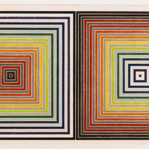 Frank Stella DOUBLE GREY SCRAMBLE, 1973 Screen print in 50 colors Composition: 23 3/8 x 43 1/8 inches 29 x 50 3/4 in 73.7 x 128.9 cm Edition of 100 Available at Surovek Gallery