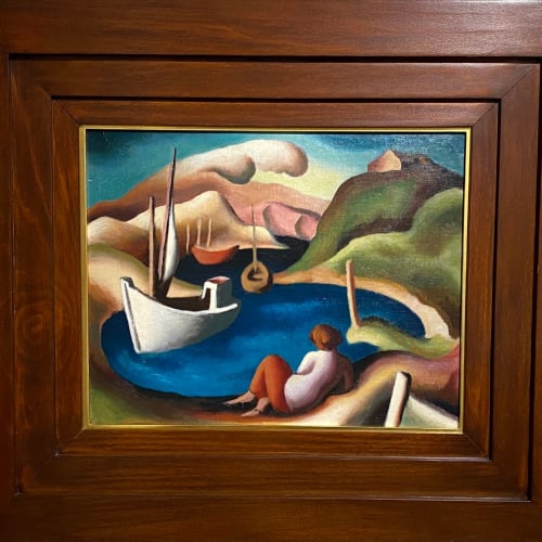 Thomas Hart Benton DREAMING BY A POND (MARTHA'S VINEYARD), 1922 Oil on canvas 16 x 20 inches Available at Surovek Gallery