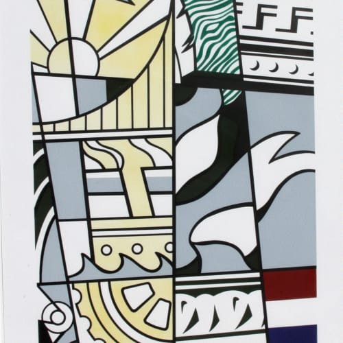 Roy Lichtenstein BICENTENNIAL POSTER (AMERICAN: THE THIRD CENTURY), 1975 Screenprint in yellow, red, green, olive, gray, blue, and black, on smooth white wove paper Sheet: 34 15/16 x 23 5/8 inches Image: 30 ½ x 22 1/16 inches 35 x 23 5/8 in 88.7 x 60 cm 79/200 Available at Surovek Gallery