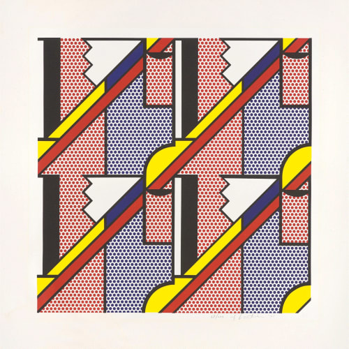 Roy Lichtenstein MODERN PRINT, 1971 Lithograph and screenprint on Special Arjomari paper Sheet: 31 x 30 15/16 in (78.8 x 78.5 cm) Image: 24 x 24 in (60.9 x 60.9 cm) 31 x 31 in 78.7 x 78.6 cm Available at Surovek Gallery