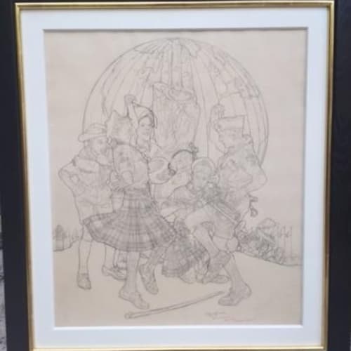 Norman Rockwell Study for ‘A Good Sign All Over the World’, 1963 Graphite on paper, 35.50 x 31.00 inches Signed and inscribed lower right