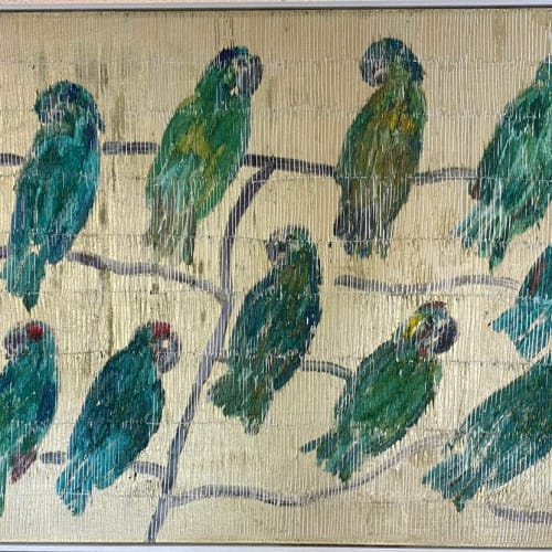 Hunt Slonem AMAZONS, 2019 Oil on canvas 36 x 72 in 91.4 x 182.9 cm Available at Surovek Gallery
