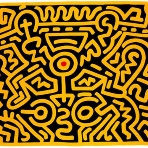 Keith Haring Growing, 1988 Sheet size: 30 x 40 1/8 inches Framed For sale at Surovek Gallery