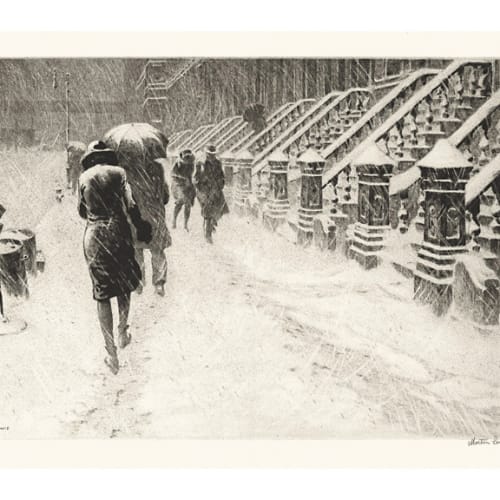 Martin Lewis Stoops in Snow, 1930