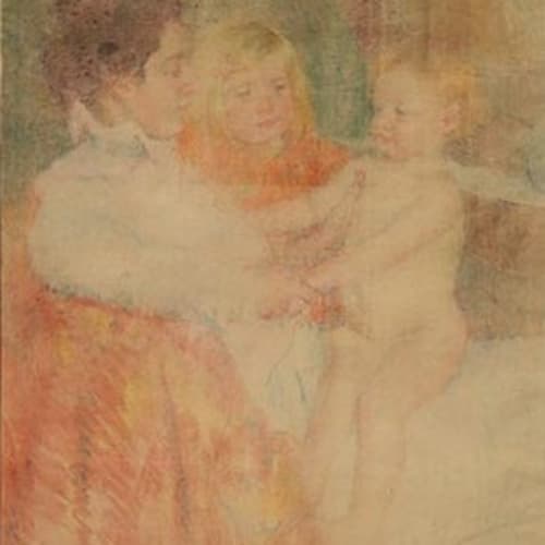 Available at Surovek Gallery: Mary Cassatt Mother, Sara and the Baby Pastel Counterproof on Japan Paper