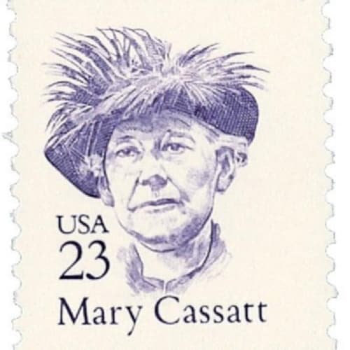 Mary Cassatt pictured on the 23¢ Great Americans stamp.