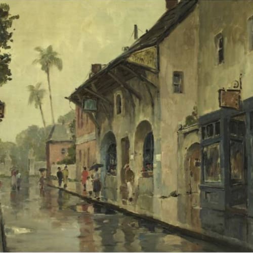 Anthony Thieme George Street in the Rain Oil on canvas, 30 by 36 in.