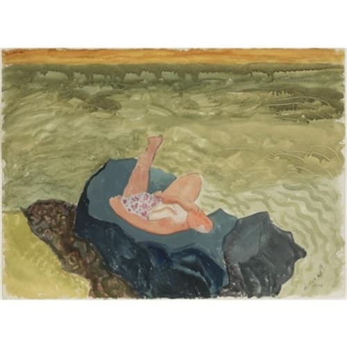 Milton Avery Man and Sea, 1948 Watercolor 22 x 30 inches Signed Milton Avery 1948 (l.r.) For sale at Surovek Gallery