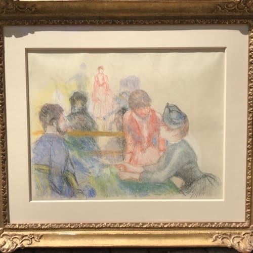Pierre-August Renoir Au Moulin de la Galette, c. 1875-1876 Pastel counterproof on japan paper, 1895-1905 18 5/8 x 24 inches For sale at Surovek Gallery