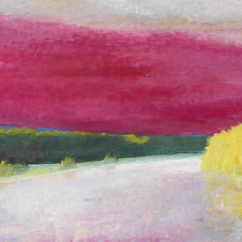 Wolf Kahn Magenta Cloud Oil on canvas 52 x 72.25 inches Signed For sale at Surovek Gallery