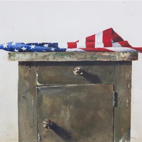 Stephen Scott Young American Flag, 1992 Watercolor on paper, 14 1/2 x 21 1/2 inches Signed and dated: SS Young (lower left)