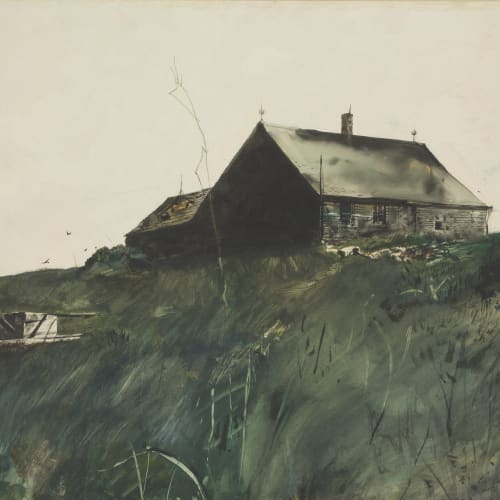Andrew Wyeth (1917-2009) 틸스에서, 1953년 수채화, 54.6 x 69.2 cm.