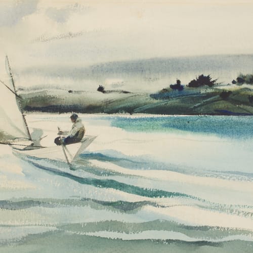 Andrew Wyeth (1917-2009) 페어 윈드, 1940년 수채화, 43.2 x 78.7 cm.